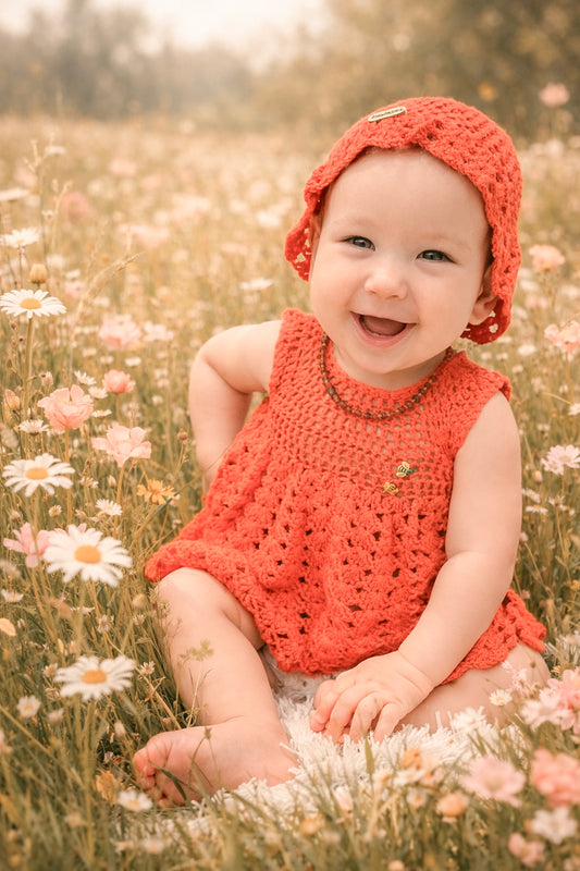 The Wildflower Dress - Strawberry Red (6-9 months)