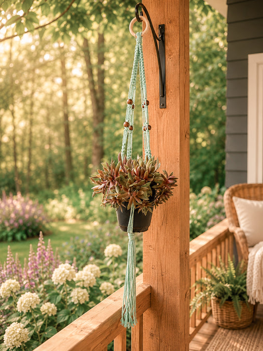 Macramé Plant Holder - Peppermint Green
