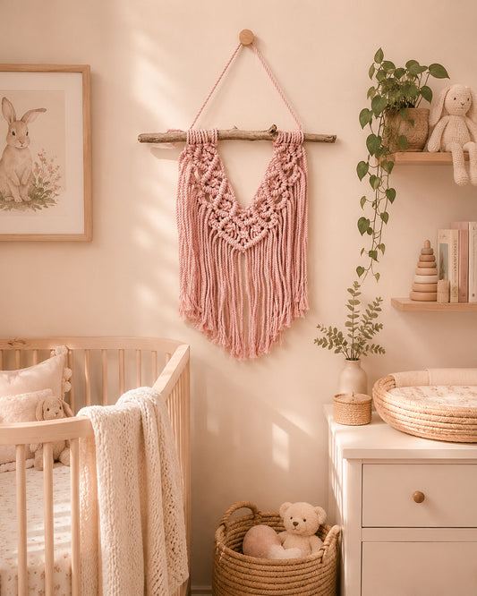 Small Macramé Tapestry - Pink